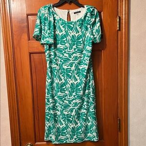 Tommy Hilfiger Teal and White Patterned Midi Dress